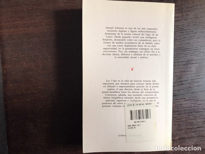 Libros de segunda mano: Vida de los poetas ingleses.Samuel Johnson - Foto 2