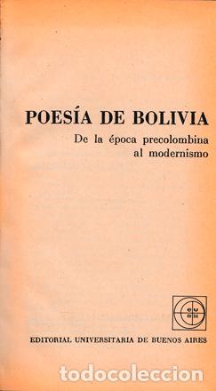 Libri di seconda mano: Poes&iacute;a de Bolivia. De la &eacute;poca precolombina al modernismo. EUDEBA