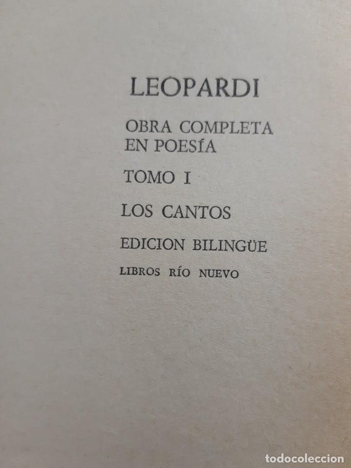 Libros de segunda mano: Leopardi obra completa Biling&uuml;e Los cantos tomo I - Foto 7