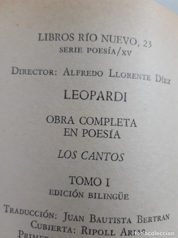 Libros de segunda mano: Leopardi obra completa Biling&uuml;e Los cantos tomo I - Foto 9