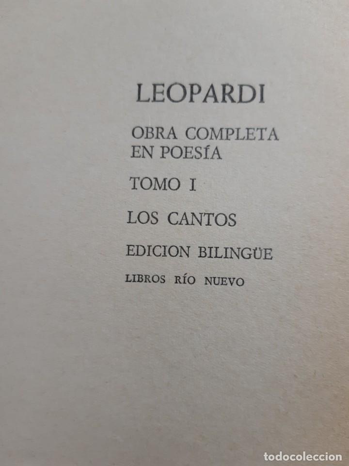 Libros de segunda mano: Leopardi obra completa Biling&uuml;e Los cantos tomo I - Foto 10