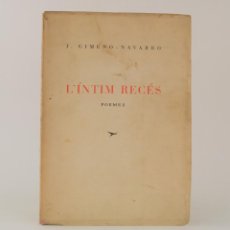 Libros de segunda mano: L'ÍNTIM RECÉS, POEMES, J. GIMENO - NAVARRO, 1937, BARCELONA. 26X18CM. Lote 262548635