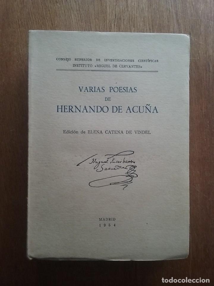 Libros de segunda mano: VARIAS POESIAS DE HERNANDO DE ACU&Ntilde;A, EDICION ELENA CATENA, INSTITUTO MIGUEL DE CERVANTES, 1954