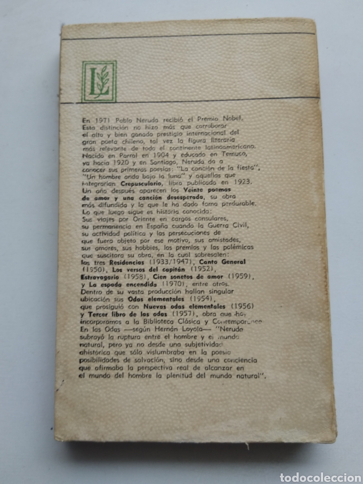 Libros de segunda mano: TERCER LIBRO DE LAS ODAS/PABLO NERUDA - Foto 2