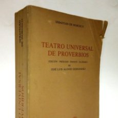 Libros de segunda mano: HOROZCO, SEBASTIÁN DE. TEATRO UNIVERSAL DE PROVERBIOS. 1986.
