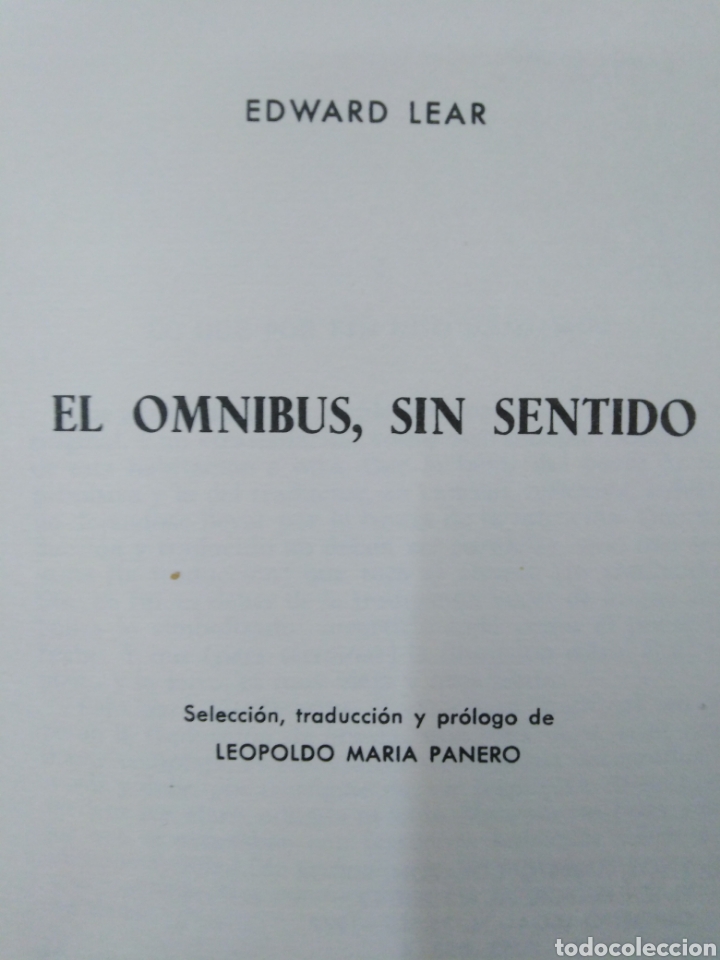 Libros de segunda mano: EL &Oacute;MNIBUS,SIN SENTIDO-EDWARD LEAR-1972 POESIA