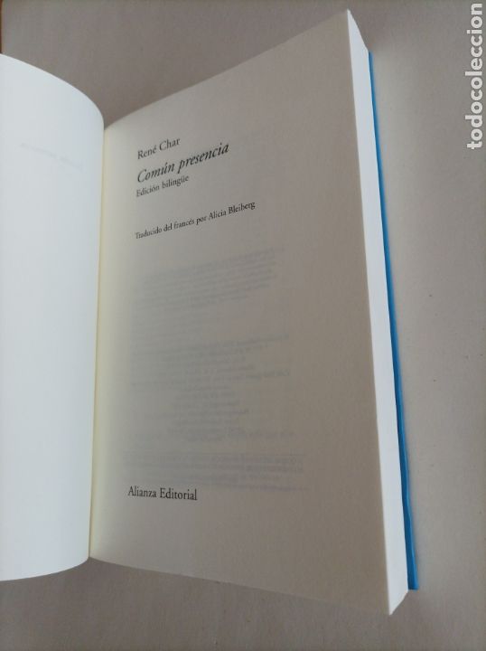 Libros de segunda mano: Com&uacute;n presencia / Ren&eacute; Char. Edici&oacute;n biling&uuml;e - Foto 2