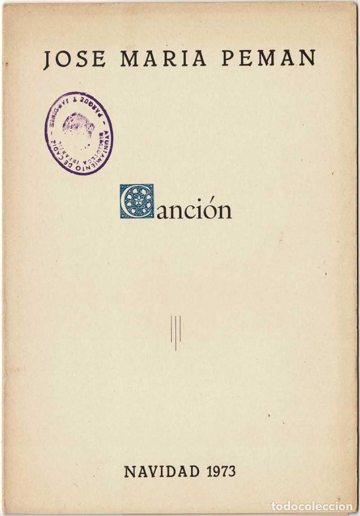Libros de segunda mano: Canci&oacute;n - Jos&eacute; Mar&iacute;a Pem&aacute;n - Foto 1