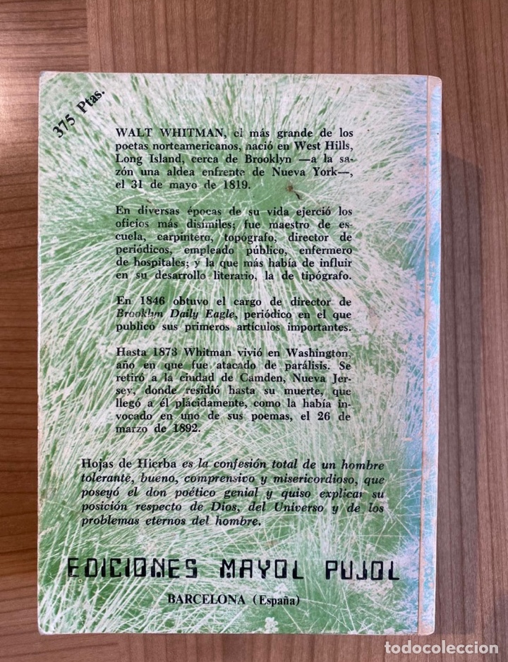 Libros de segunda mano: HOJAS DE HIERBA | Walt Whitman - Foto 2