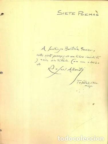 Libros de segunda mano: Siete Poemas Rafael Alberti - Foto 3