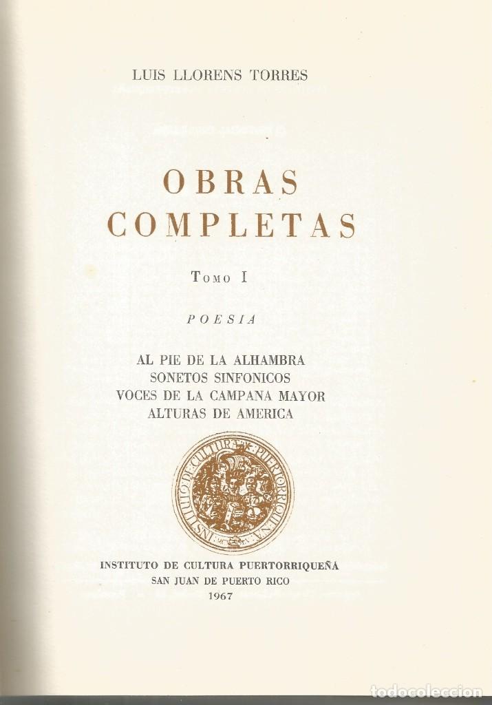 Second hand books: OBRAS COMPLETAS-POESIA-TOMO I - LUIS LLORENS TORRES -
