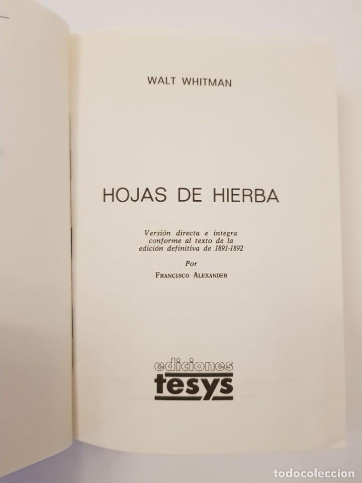 Libros de segunda mano: Hojas de hierba. Versi&oacute;n &iacute;ntegra.- Walt Whitman.- Ediciones Tesys, 1986 - Foto 4