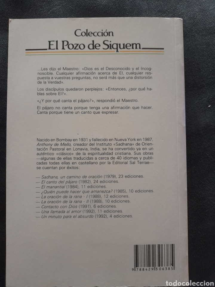 Libros de segunda mano: Rl canto del p&aacute;jaro. Anthony de Mello - Foto 2
