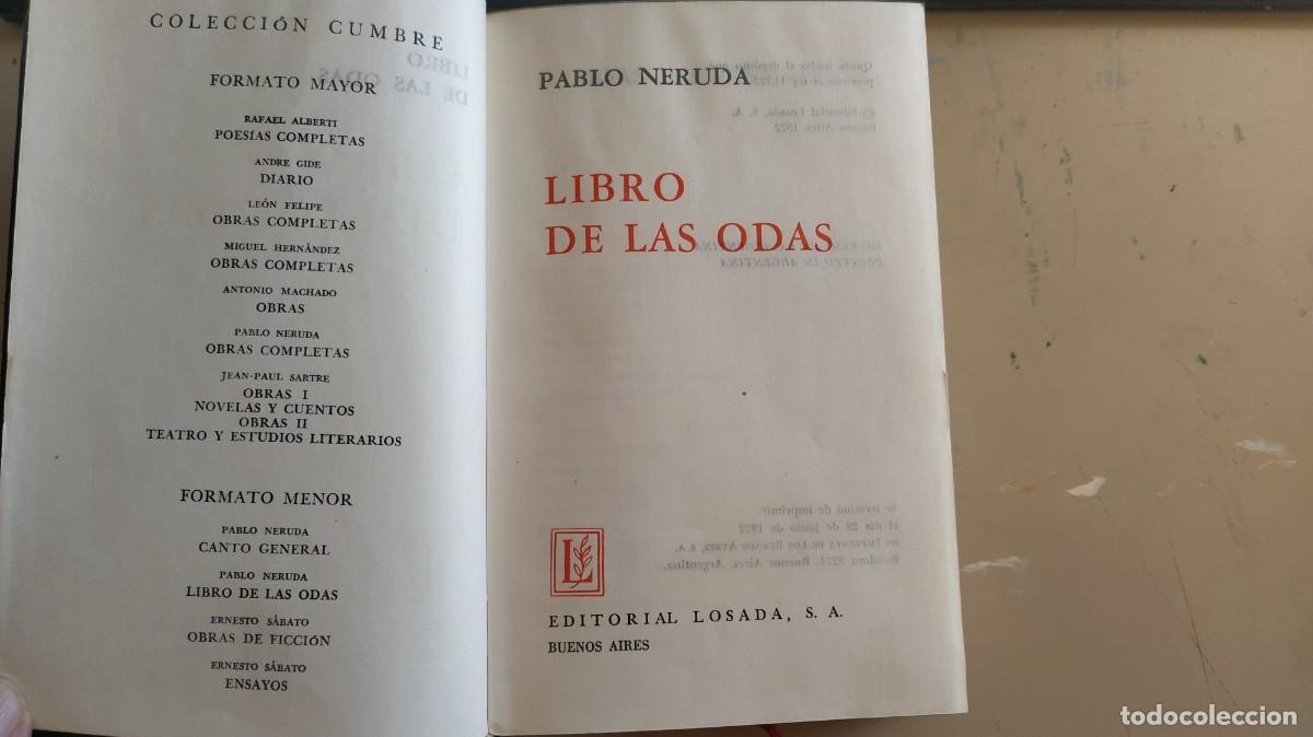 Libros de segunda mano: Pablo Neruda libro de las Odas . Ed Losada 1972 - Foto 3