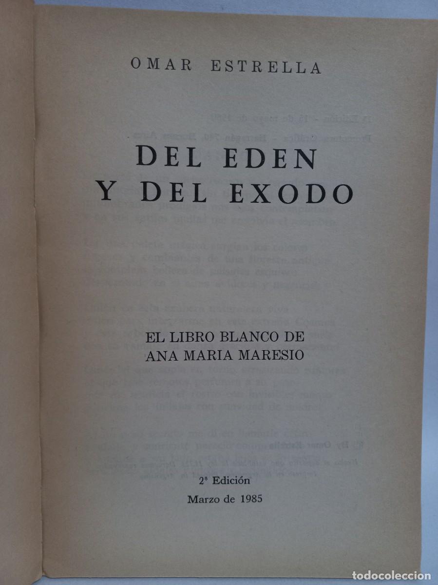 Libros de segunda mano: Omar Estrella - Del Eden y del Exodo - 1985 - Foto 2