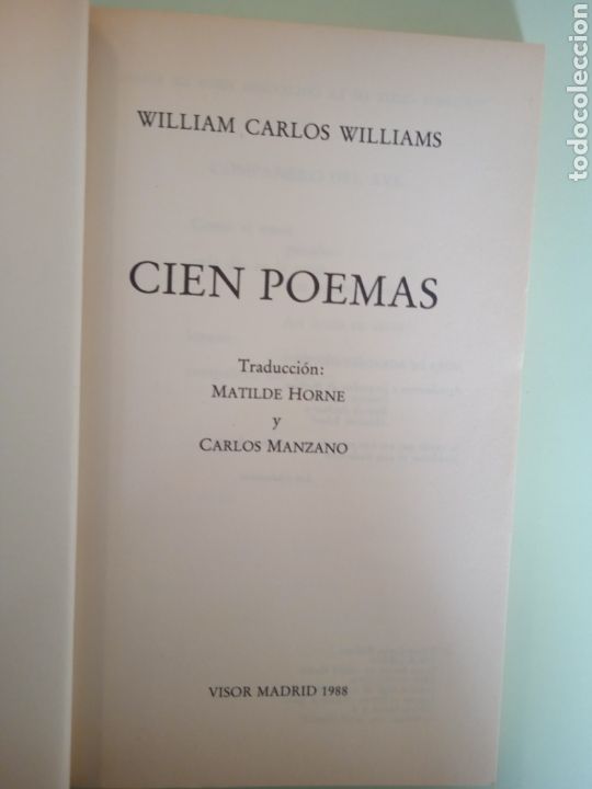 Libros de segunda mano: Cien Poemas. William Carlos Williams. - Foto 3