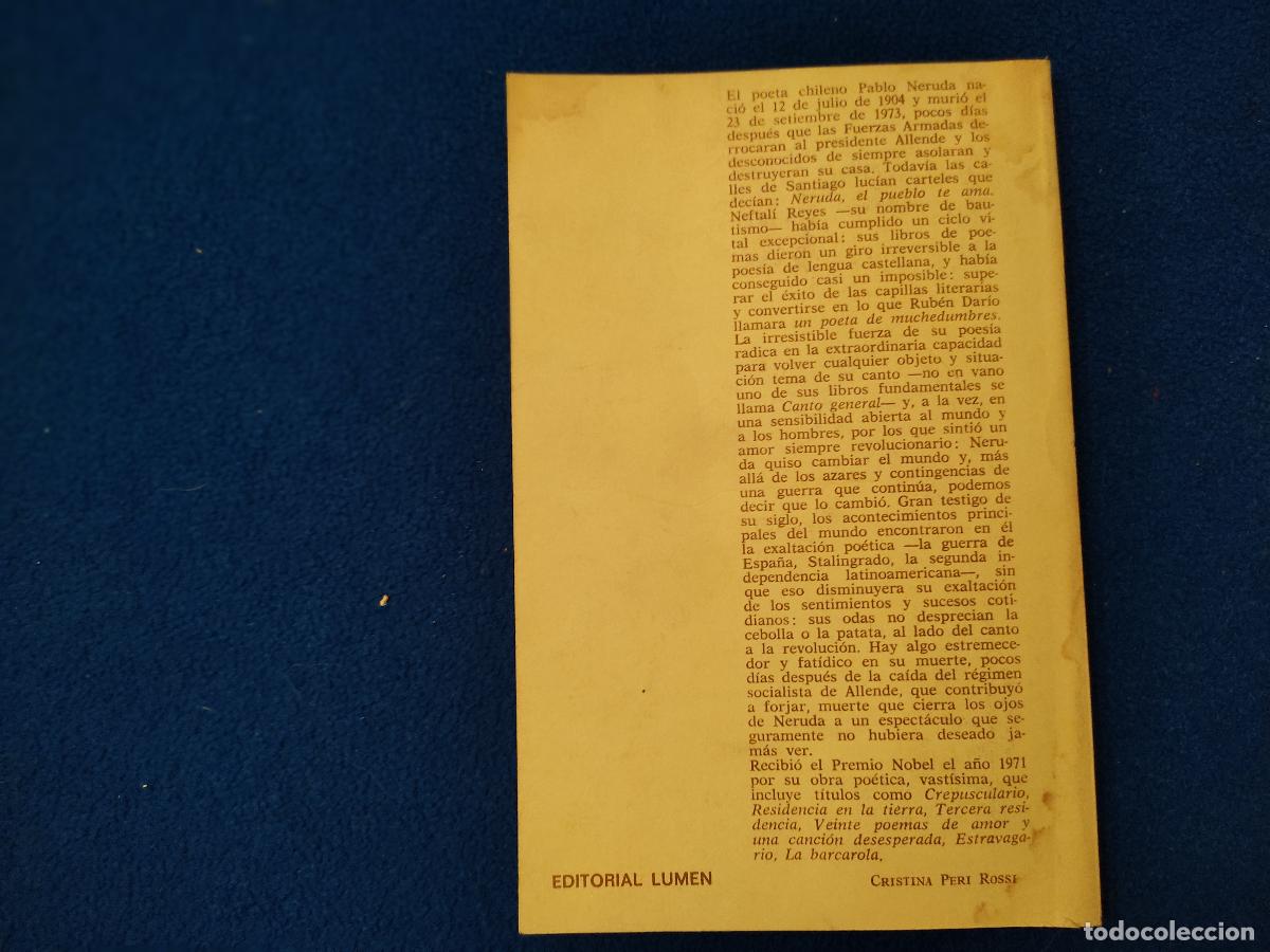 Libros de segunda mano: A&Uacute;N Pablo Neruda Editorial Lumen 1975 - Foto 3
