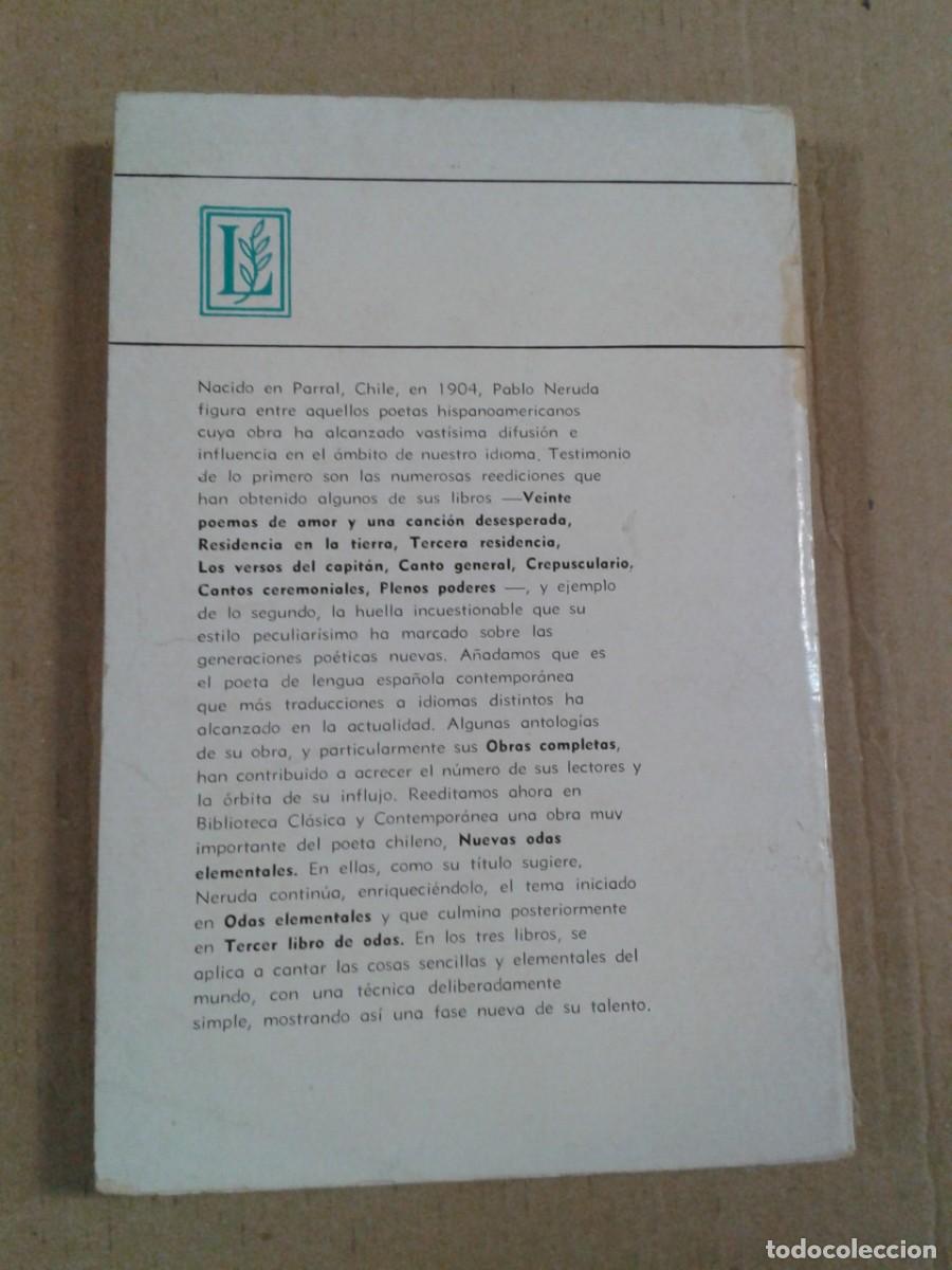 Libros de segunda mano: NUEVAS ODAS ELEMENTALES. PABLO NERUDA - Foto 3