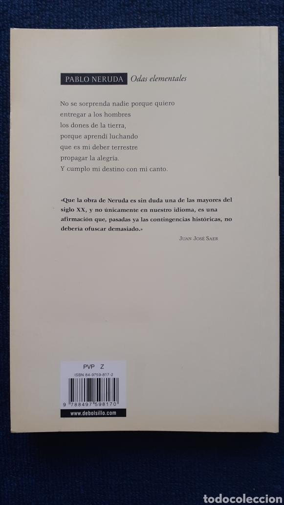 Libros de segunda mano: PABLO NERUDA: ODAS ELEMENTALES. - Foto 2
