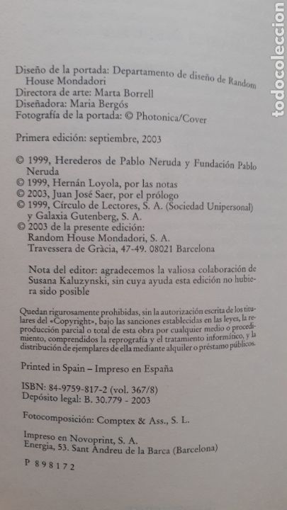 Libros de segunda mano: PABLO NERUDA: ODAS ELEMENTALES. - Foto 3