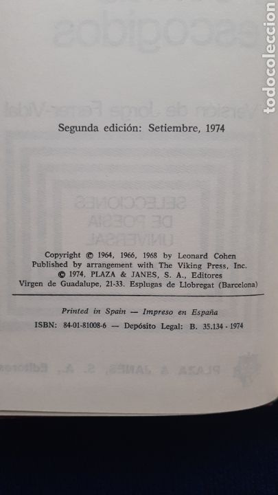 Libros de segunda mano: POEMAS ESCOGIDOS. LEONARD COHEN - Foto 4