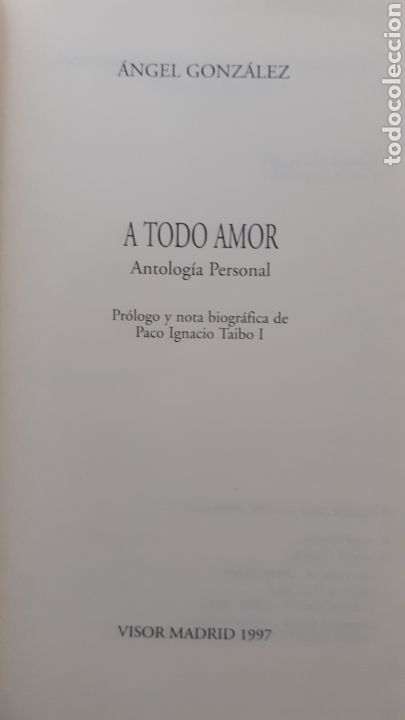 Libros de segunda mano: Angel Gonz&aacute;lez. A todo amor - Foto 3