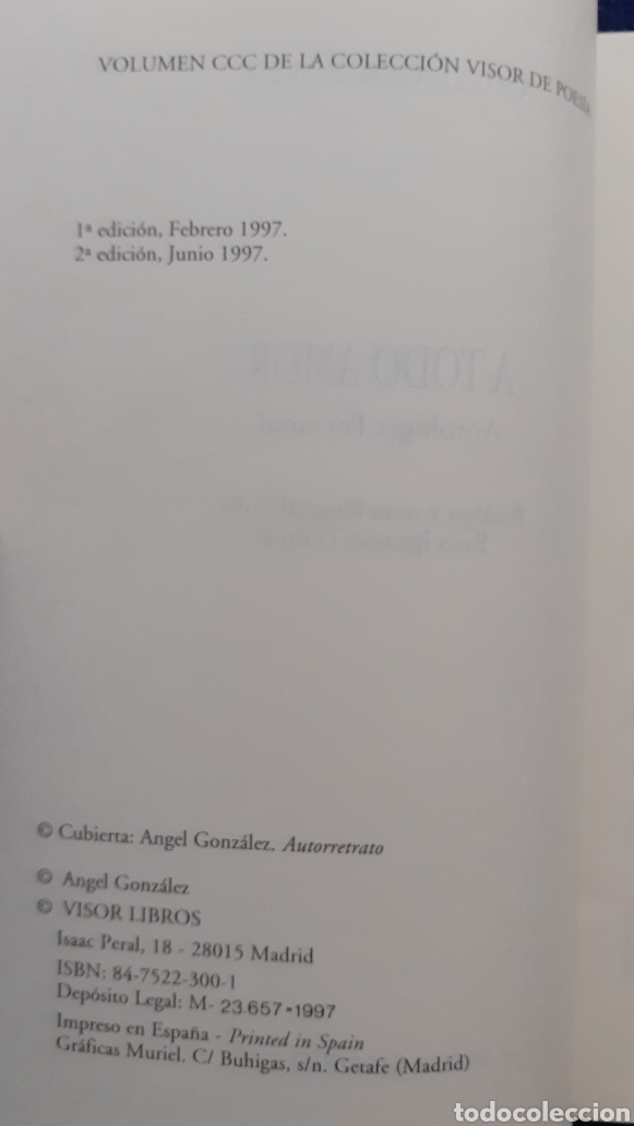 Libros de segunda mano: Angel Gonz&aacute;lez. A todo amor - Foto 4