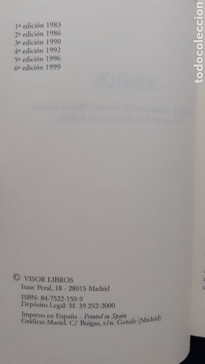 Libros de segunda mano: WILLIAM SHAKESPEARE. SONETOS. VISOR - Foto 3