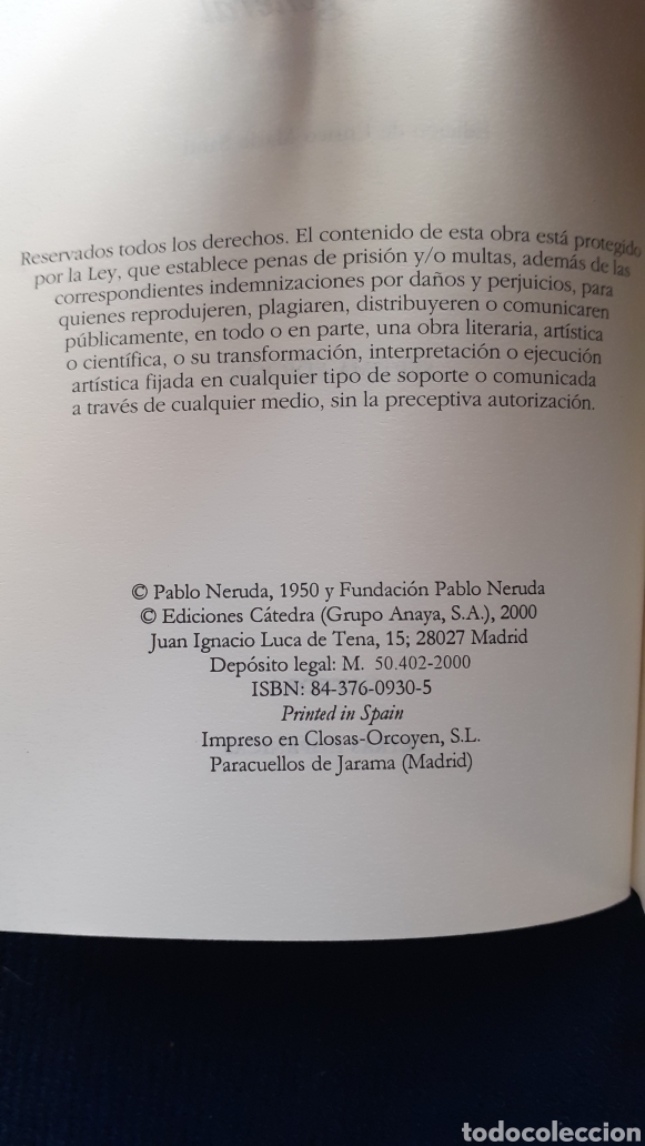 Libros de segunda mano: PABLO NERUDA: CANTO GENERAL (C&Aacute;TEDRA) - Foto 3