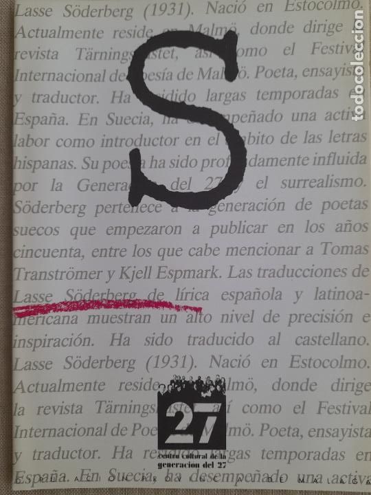 Libros de segunda mano: Lasse Soderberg Centro Cultural de la generaci&oacute;n del 27 1990 12pp aprox. - Foto 1