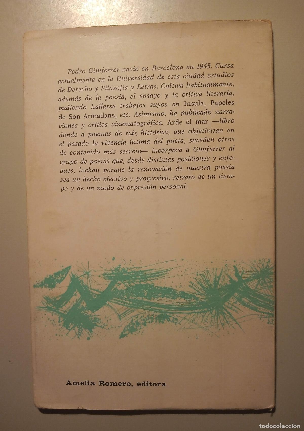 Libros de segunda mano: ARDE EL MAR. 1&ordf; edici&oacute;n. GIMFERRER, Pedro. 1966 - Foto 3