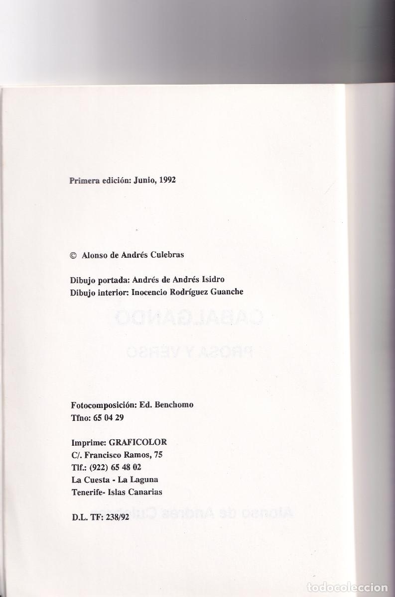 Libros de segunda mano: CABALGANDO PROSA Y VERSO ALONSO DE ANDRES CULEBRAS - CANARIAS - Foto 2