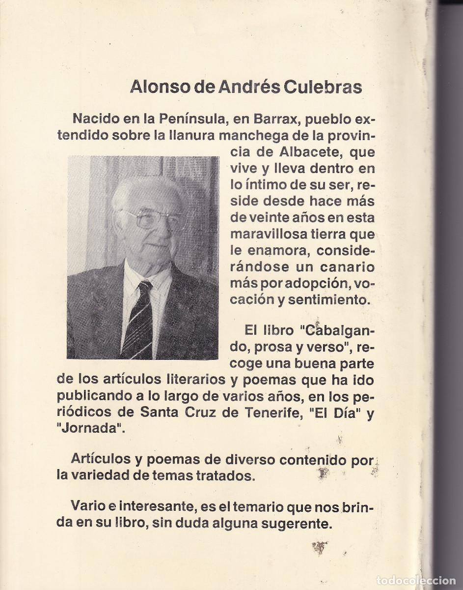 Libros de segunda mano: CABALGANDO PROSA Y VERSO ALONSO DE ANDRES CULEBRAS - CANARIAS - Foto 7