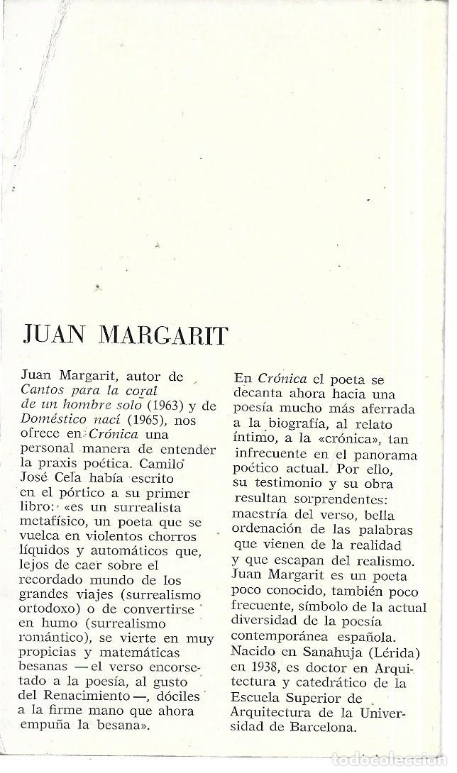 Libros de segunda mano: Juan Margarit . Cr&oacute;nica - Foto 2