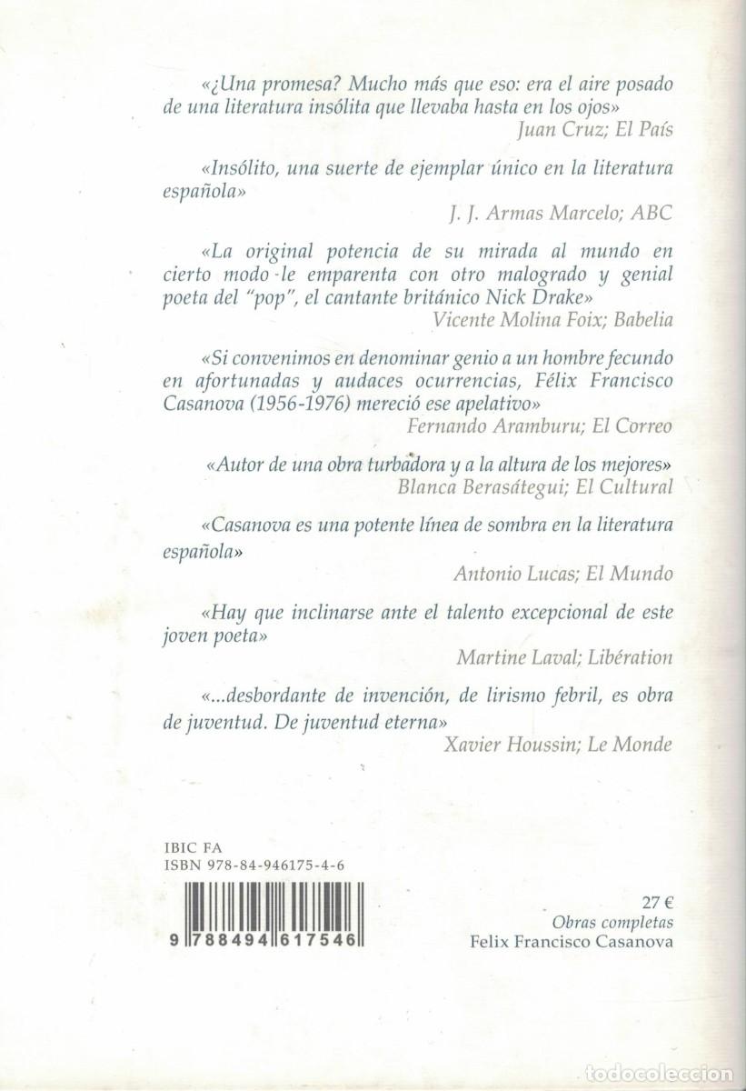 Libros de segunda mano: F&eacute;lix Francisco Casanova, Obras Completas - Foto 2