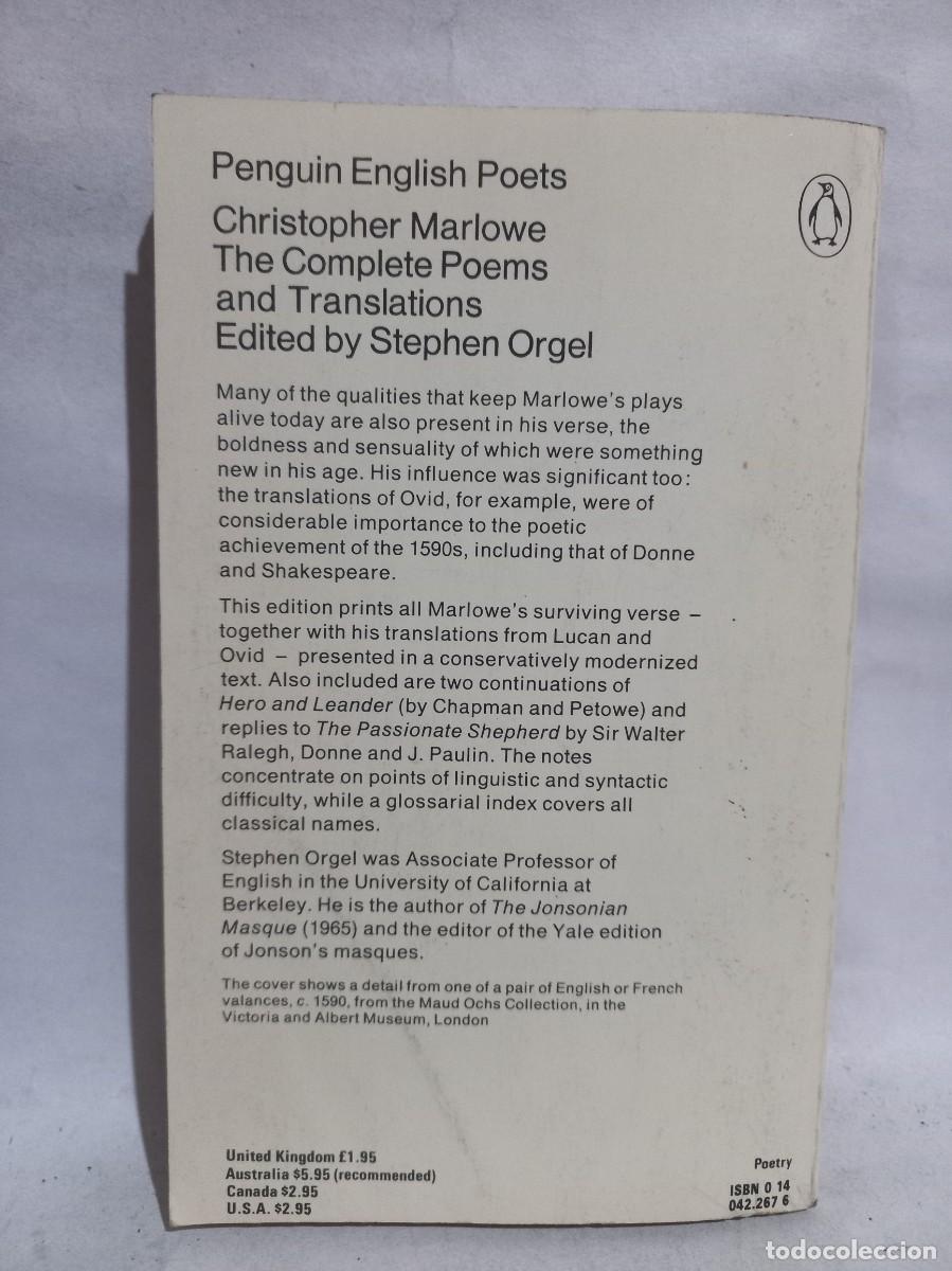 Libros de segunda mano: Stephen Orgel - Christopher Marlowe - 1979 - Foto 3