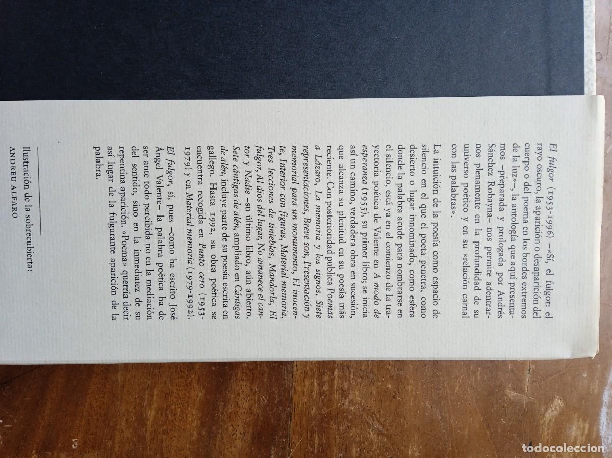 Libros de segunda mano: Jos&eacute; &Aacute;ngel Valente El fulgor - Foto 17