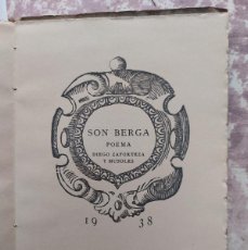 Libros de segunda mano: SON BERGA - DIEGO ZAFORTEZA MUSOLES- POEMA-1938