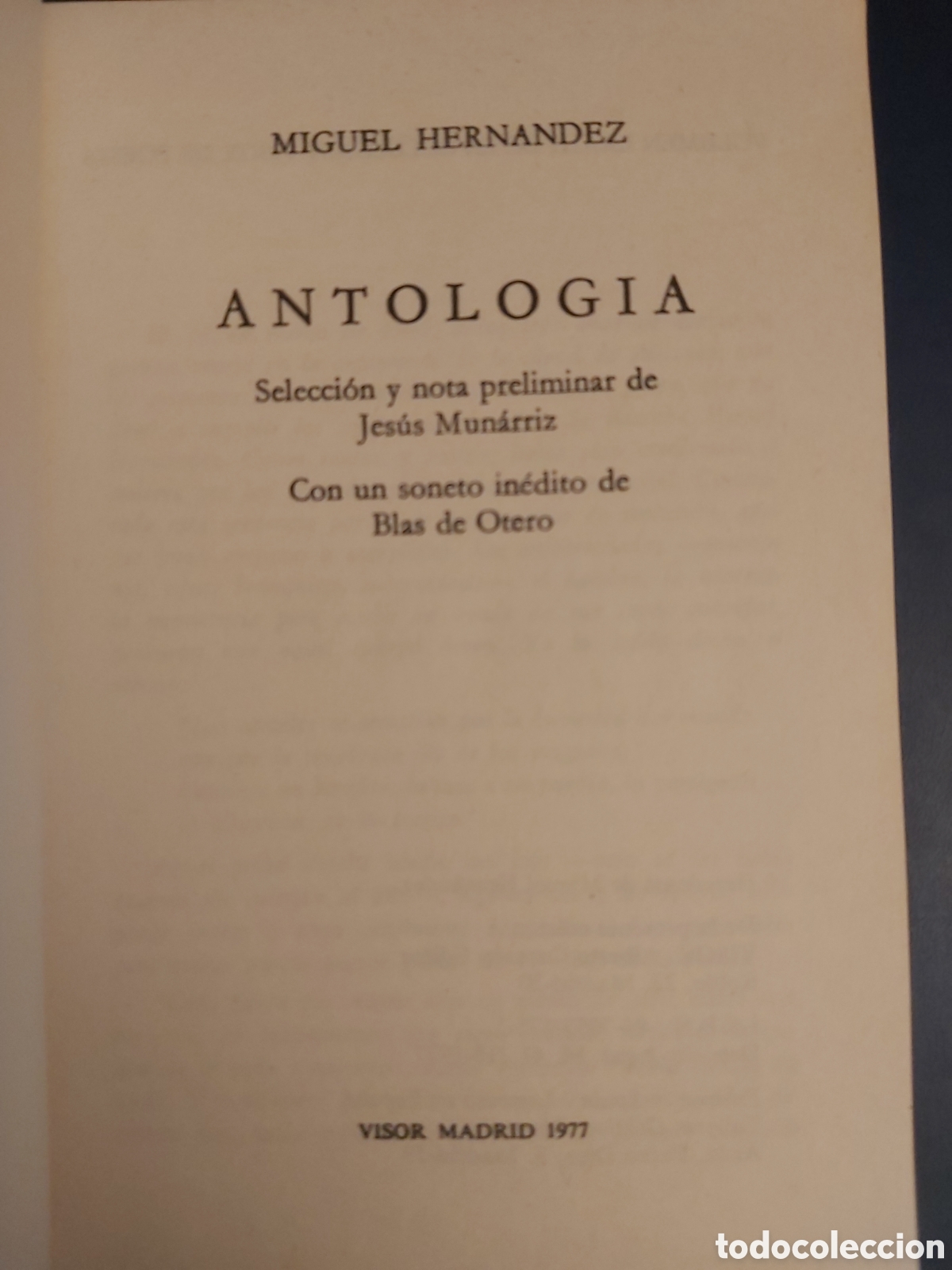 Libros de segunda mano: ANTOLOG&Iacute;A $ MIGUEL HERN&Aacute;NDEZ $ VISOR $ 1977 - Foto 2