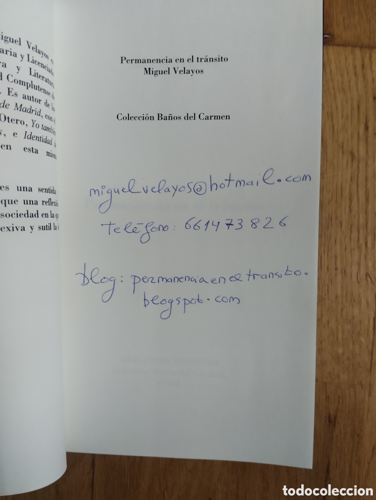 Libros de segunda mano: Permanencia en el tr&aacute;nsito, Miguel Velayos - Foto 3