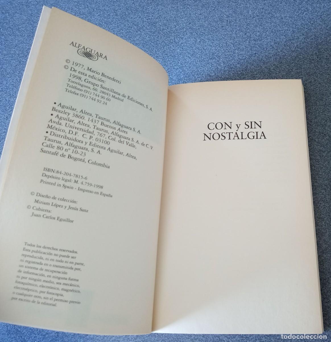 Libros de segunda mano: Con Y Sin Nostalgia Mario Benedetti - Foto 4