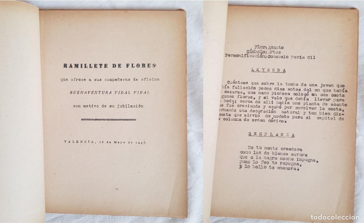 Libri di seconda mano: RAMILLETE DE FLORES, que ofrece a sus compa&ntilde;eras de oficina. 1947. Buenaventura VIDAL. Valencia