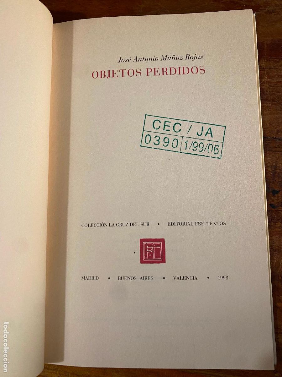 Libros de segunda mano: objetos perdidos, jose antonio mu&ntilde;oz rojas - Foto 3