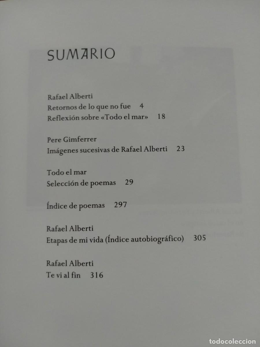 Libros de segunda mano: RAFAEL ALBERTI. TODO EL MAR .C&Iacute;RCULO DE LECTORES - Foto 3