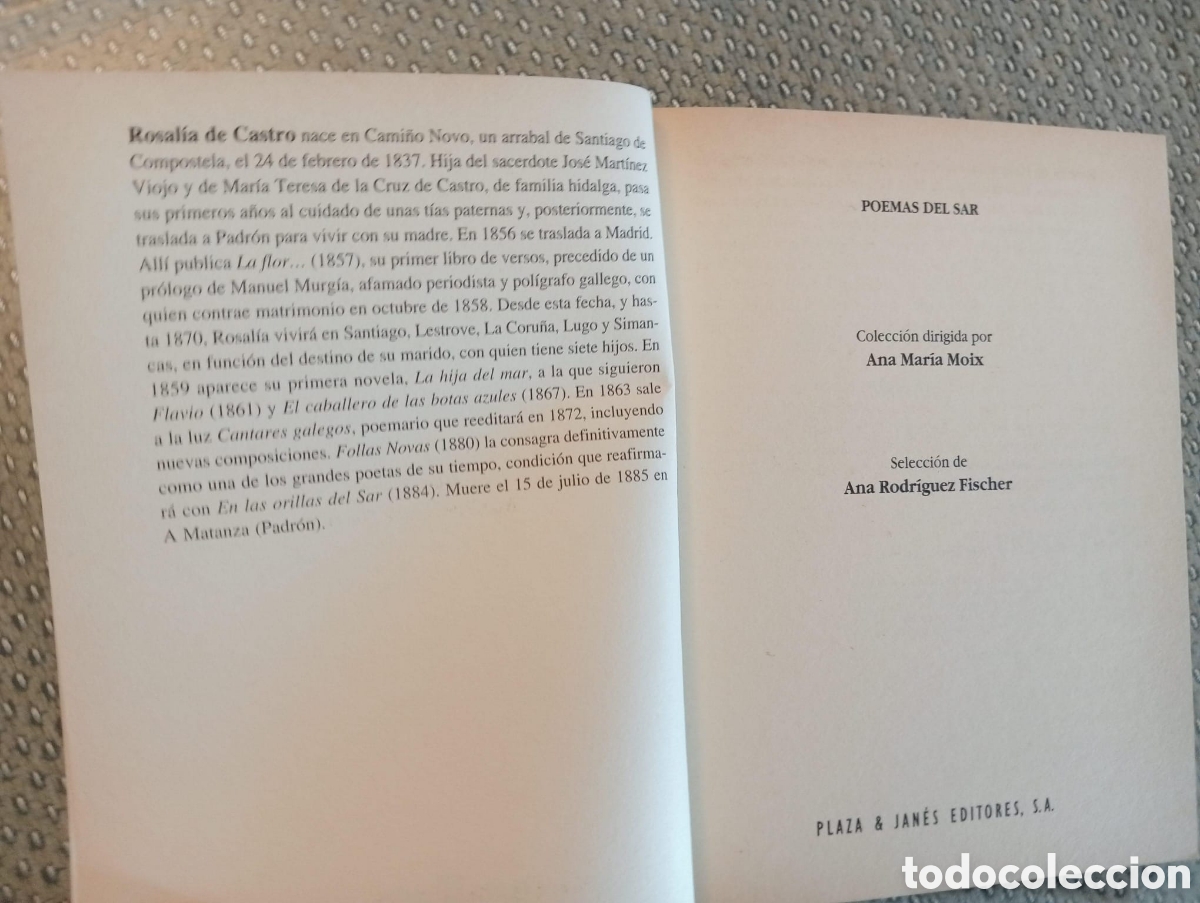 Libros de segunda mano: POEMAS DEL SAR - ROSALIA DE CASTRO. - Foto 2