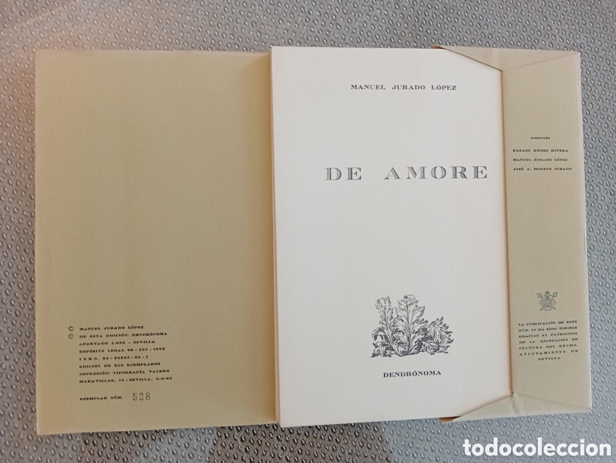 Libros de segunda mano: DE AMORE - MANUEL JURADO L&Oacute;PEZ - Foto 2