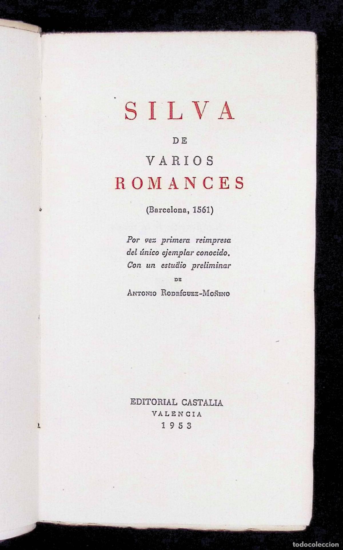 Libros de segunda mano: SILVA DE VARIOS ROMANCES. FACS&Iacute;MIL. EDICI&Oacute;N DE 125 EJEMPLARES. - Foto 1