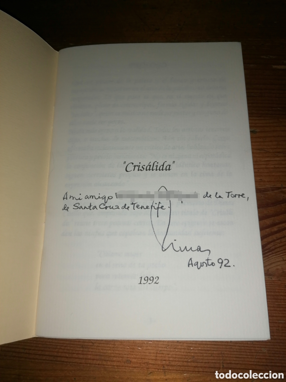 Libros de segunda mano: Cris&aacute;lida - Dimas Coello - Dedicatoria aut&oacute;grafa - Foto 2