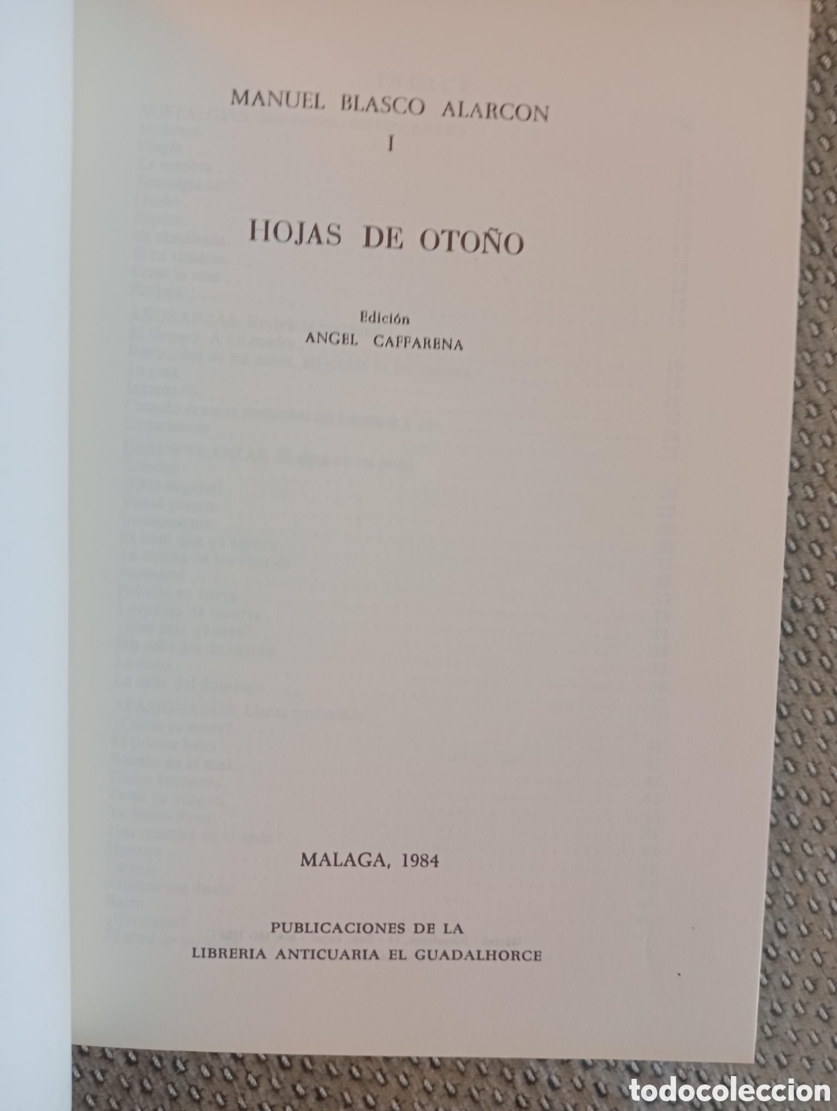 Libros de segunda mano: Hojas de Oto&ntilde;o / MANUEL BLASCO ALARC&Oacute;N - Foto 2