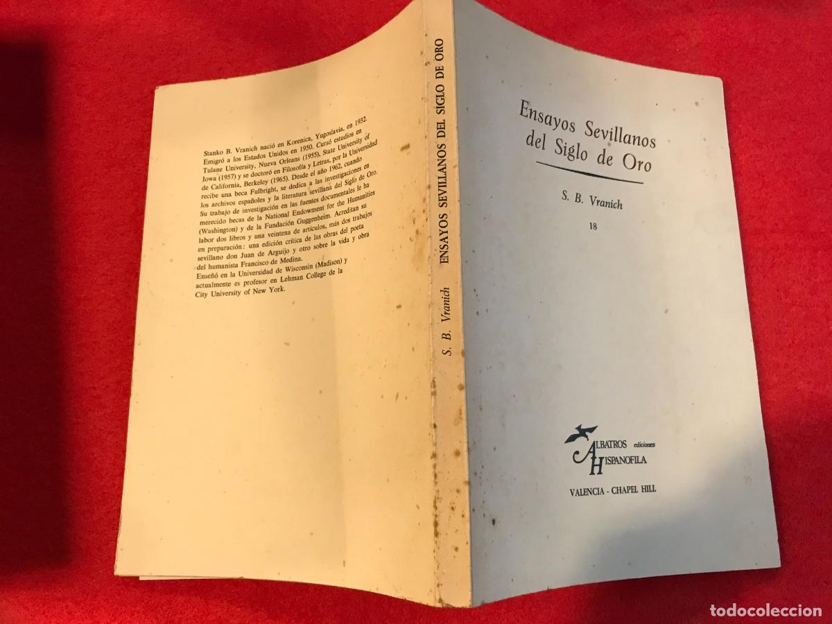 Gebrauchte B&uuml;cher: S.B. VRANICH. ENSAYOS SEVILLANOS DEL SIGLO DE ORO. 1981 (DEDICADO POR EL AUTOR) + 1 PAPEL